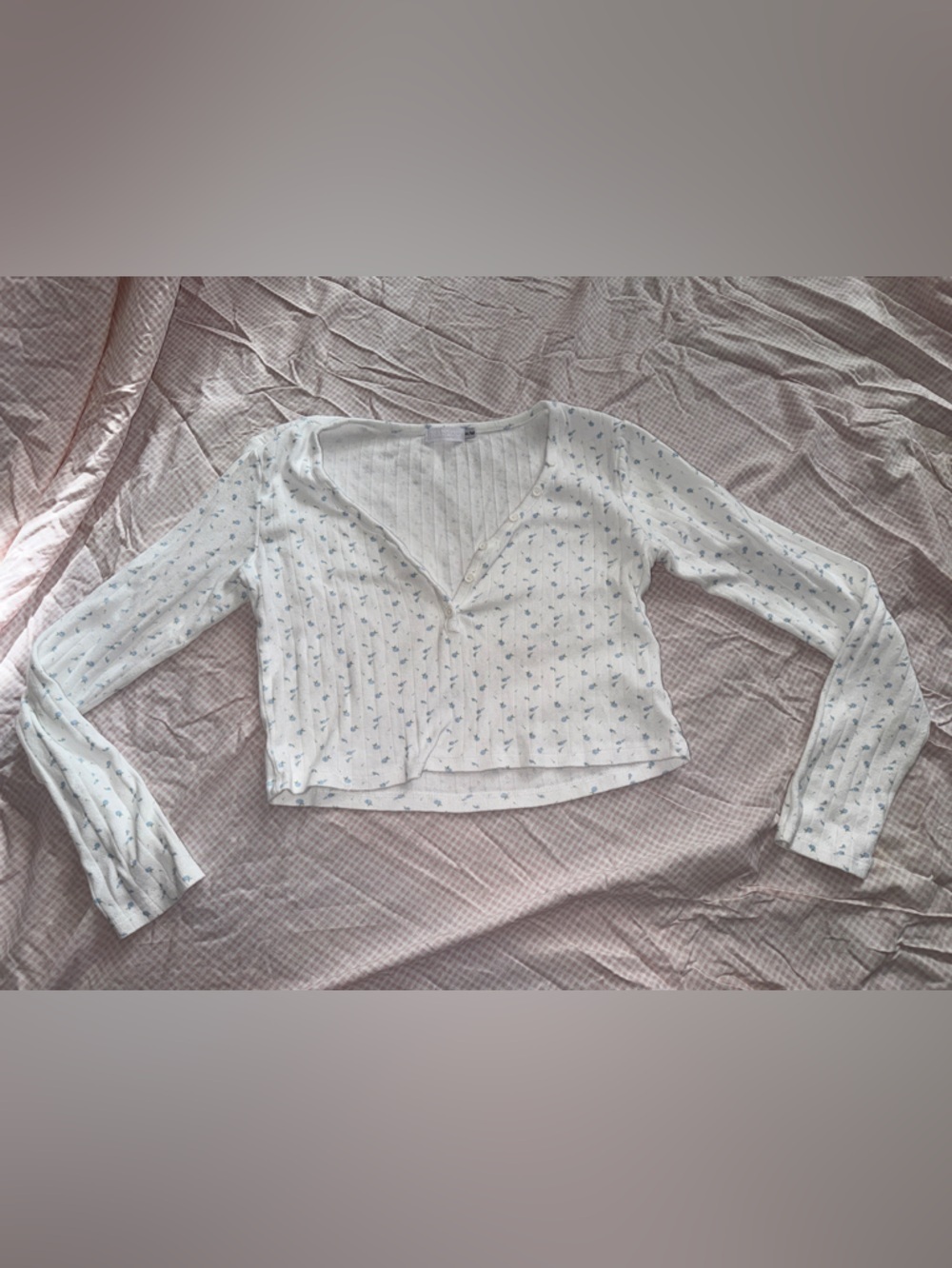Harlow White Knit Top with Subtle Eyelet Texture *faded condition
